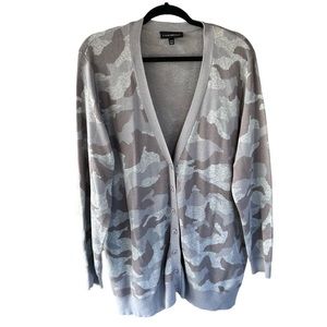 Lane Bryant Women’s Plus Size Gray Camo Button Up Sweater Cardigan Size 3X